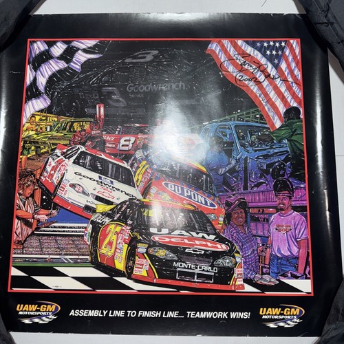 Póster autografiado de artista Sam Bass NASCAR 2001 (firmado 2002) 22 1/2 x 21 - Imagen 3 de 5