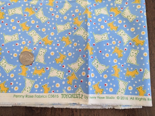 1 Yard/42" 100 % Baumwolle Penny Rose Studio/Toychest 2 Patt #C5615 BLAUER Hintergrund, NEU - Bild 2 von 7