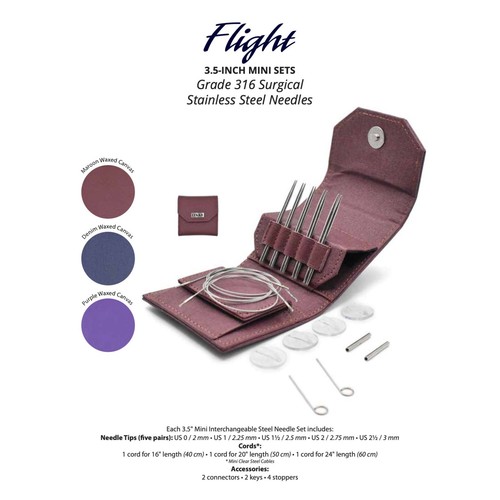 Lykke: 3,5" Flight austauschbare Nadel Mini Set:: weinrot Stoffkoffer - Bild 3 von 3