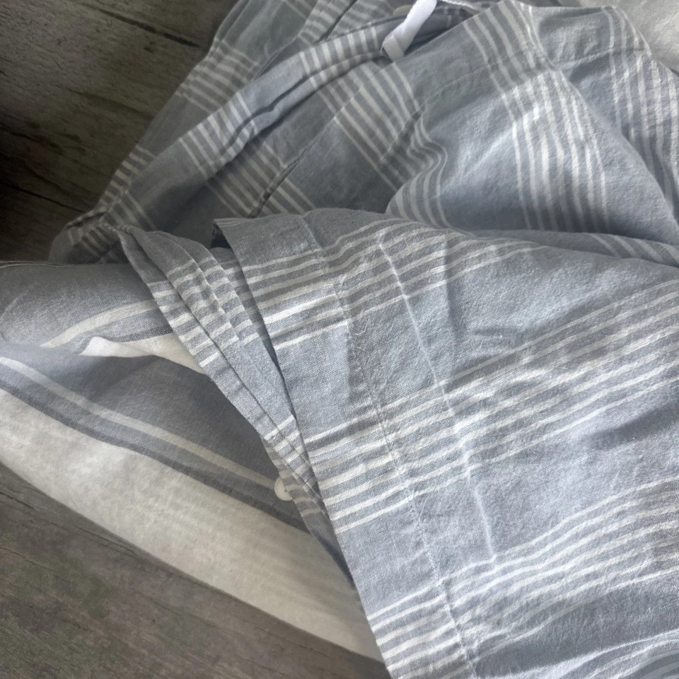 Ralph Lauren Home Graydon Blue Bold Stripe King Duvet Cotton Linen Blend - Image 3 of 4