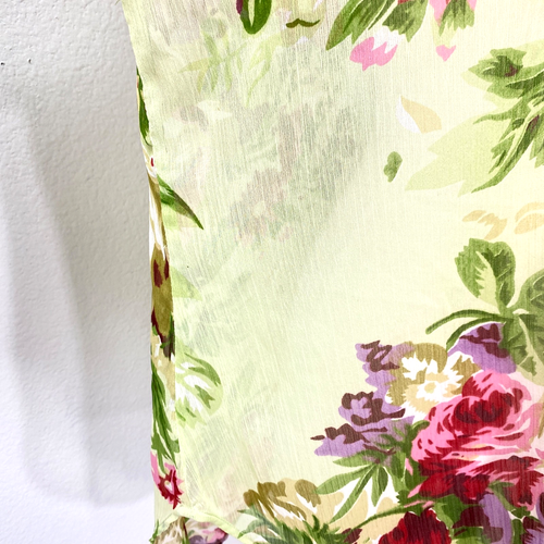 Weiche umlaufende Chartreuse Blumen Bluse XL Knopfleiste Langarm V-Ausschnitt - Bild 11 von 13