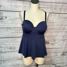 Torrid 1X D/DD Navy Blue Peplum Underwire Swim Top
