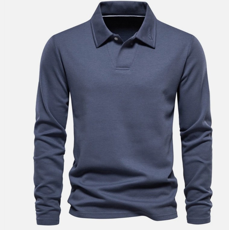 Herren Hemd Polo Kragen Langarmshirt Sweatshirt Langarm Pullover T-Shirt Tops DE