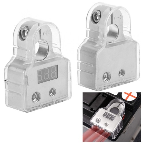 Car 2pcs Car Battery Terminal Connectors &Voltmeter Real Time Monitoring 0/4/8 - Picture 6 of 15