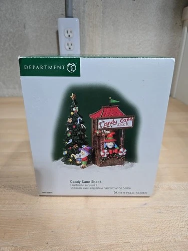 Dept 56 North Pole Village Christmas Candy Cane Shack 56859 (No AC Adapter)