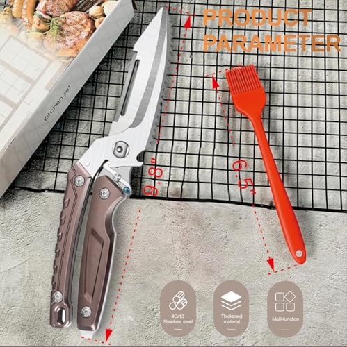 Kitchen Scissors All Purpose Heavy Duty Meat Poultry Shears,Kitchen Brown - Picture 6 of 6
