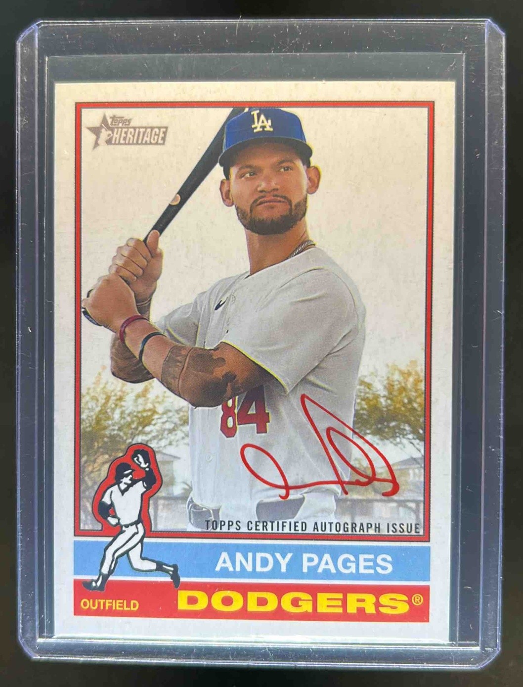 2025 Topps Heritage Andy Pages Real One Auto Red Ink #26/76 Dodgers