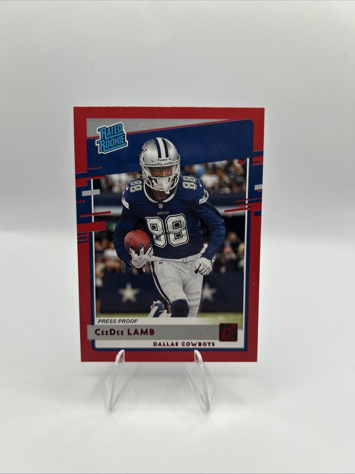 2020 Panini Donruss CeeDee Lamb Rated Rookie Press Proof Red #306 Cowboys RC