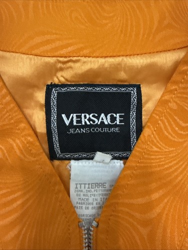 Versace Jeans Couture Sz L Vintage 90s Women's Orange Zip Vest - Picture 6 of 18