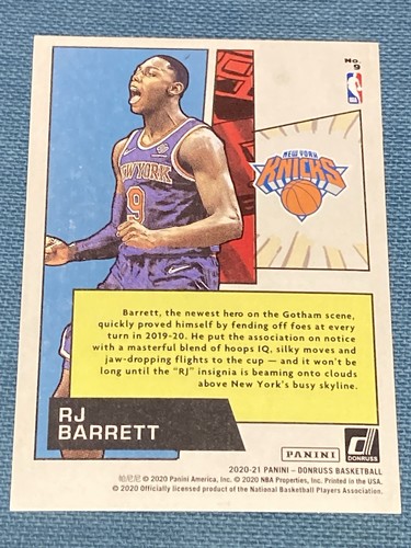 E74 2020-21 Panini Donruss - Net Marvels RJ Barrett #9 Knicks Raptors - Picture 2 of 2