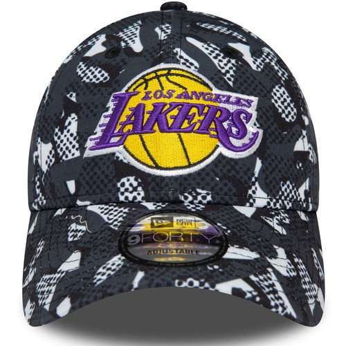 New Era Mens LA Lakers Seasonal Print 9FORTY Baseball Cap Hat - Black - 第 4/5 張圖片