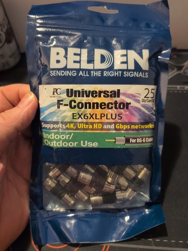 Belden Confezione 25 Connettori F a Compressione Ottone Nuovi Sigillati In Bustina - Foto 1 di 4