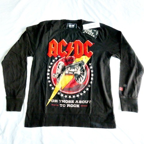 AC/DC For Those About To Rock REASON Black Long Sleeve T-shirt NEW Size Medium - Picture 1 of 10