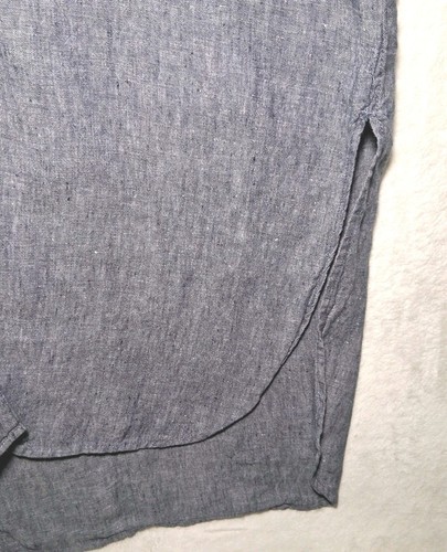 Pure Navy Maxi Dress XL Blue 100% Linen Pockets Oversized Flowy Lagenlook Beachy - Picture 5 of 10