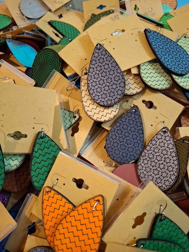 Hand Crafted Wooden Earrings - Picture 3 of 5