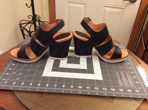 Damen-Sandalen Kork-Ease Original schwarz Leder Slingback 4 1/4 Absatz Größe 8M - Bild 19 von 20