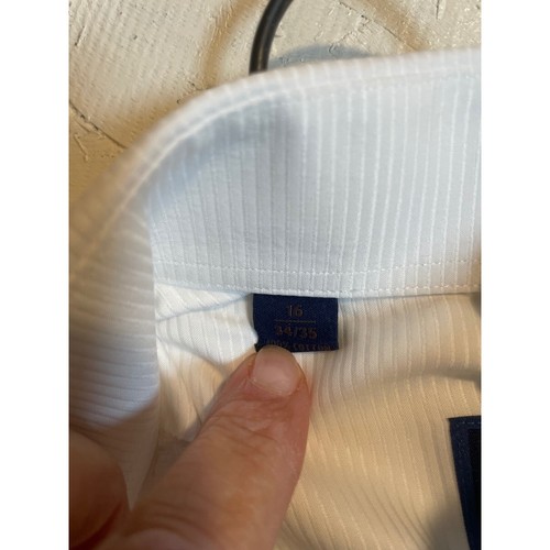 David Donahue White Dress Shirt Cuff Links Textured Formal Mens Size - Picture 6 of 7