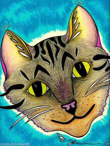 ART PRINTS Original Artwork Trudy Rosenbalm mystudiointhenati SAWYER CAT FACE - Picture 4 of 12
