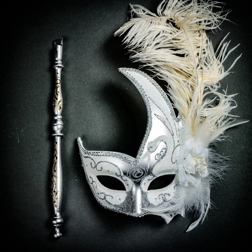 Venetian Side Ostrich Feather Mardi Gras Masquerade Women Party Eye Mask Costume - Picture 33 of 51