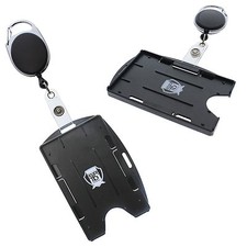 5 Pack - Multi Card ID Holders Vertical or Horizontal  Carabiner Badge Reel