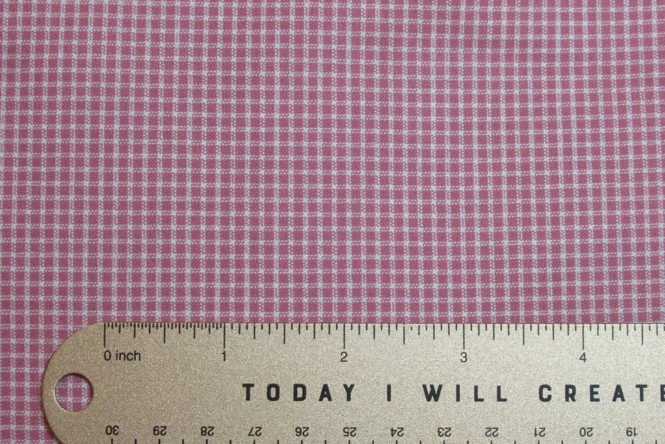 Concord Fabric 100% Cotton YARDAGE Joan Kessler Mauve and Cream Plaid Checkered - Image 2 of 4