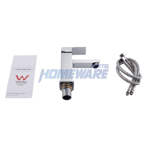 WELS Bathroom Square Basin Mixer Tap Vanity Sink Brass Chrome Flick Faucet - Picture 10 of 11