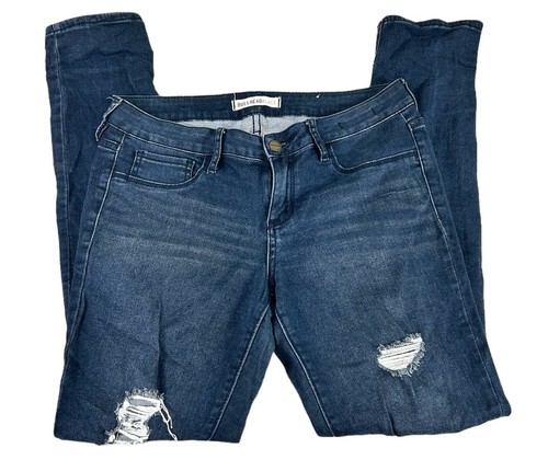 Pantalones de mezclilla negros Bullhead talla 11 elásticos ajustados angustiados desgarrados oscuros - Imagen 4 de 8