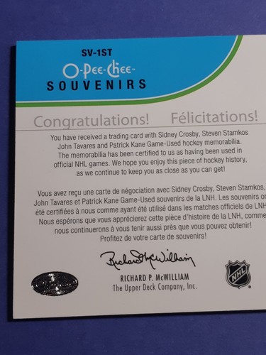 Sidney Crosby Stamkos Tavares Kane Quad Patch 2010 OPC Souvenirs NM-M - Picture 16 of 22