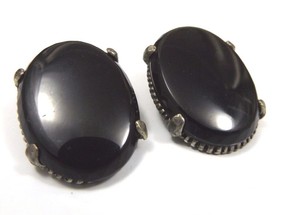 Judy Lee Vintage Costume Earrings Black Gl Clip On Quality Estate Image Is Loading Judy Lee Vintage Costume Earrings Black Gl Clip