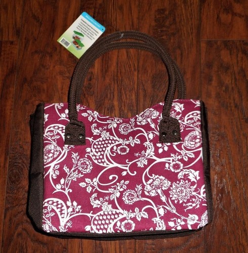 Santa Fe CHILLER BAG Cranberry Cream FloraL BROWN, Lunch Bag Tote  NWT - Picture 1 of 5