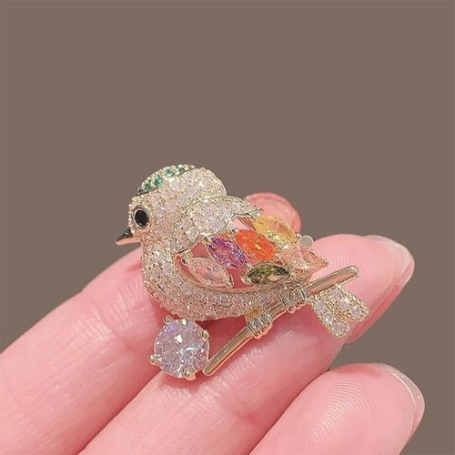 Broche corsage oiseau mignon strass brillant décoration vêtements épingle revers femme neuve - Photo 9 sur 12