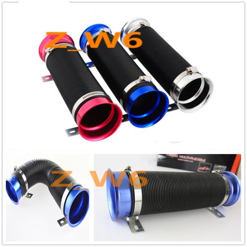 3 INCH CHROME FLEXIBLE SHORT RAM/COLD AIR INTAKE DUCT TURBO BLACK TUBE PIPE HOSE - Bild 1 von 3