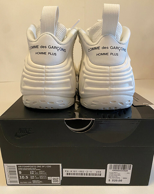 Comme des Garcons CDG White Nike Air Foamposite One DJ7952-1 Men's Size 9 (US)