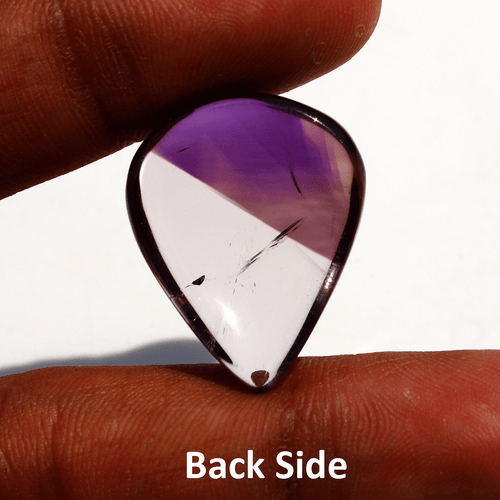 32 Cts Natural Amethyst Inclusion In Quartz 26.6mmx21.3mm Pear Cabochon Gemstone - Picture 9 of 15