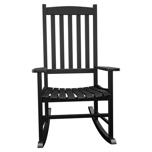 Outdoor Rocking Chair High Back Porch Rocker Chair for Lawn Garden Indoor Black - Picture 14 of 20