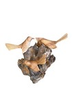 HUMMINGBIRDS ON DRIFTWOOD BASE HAND CARVED WOOD TROPICAL DECOR BIRD