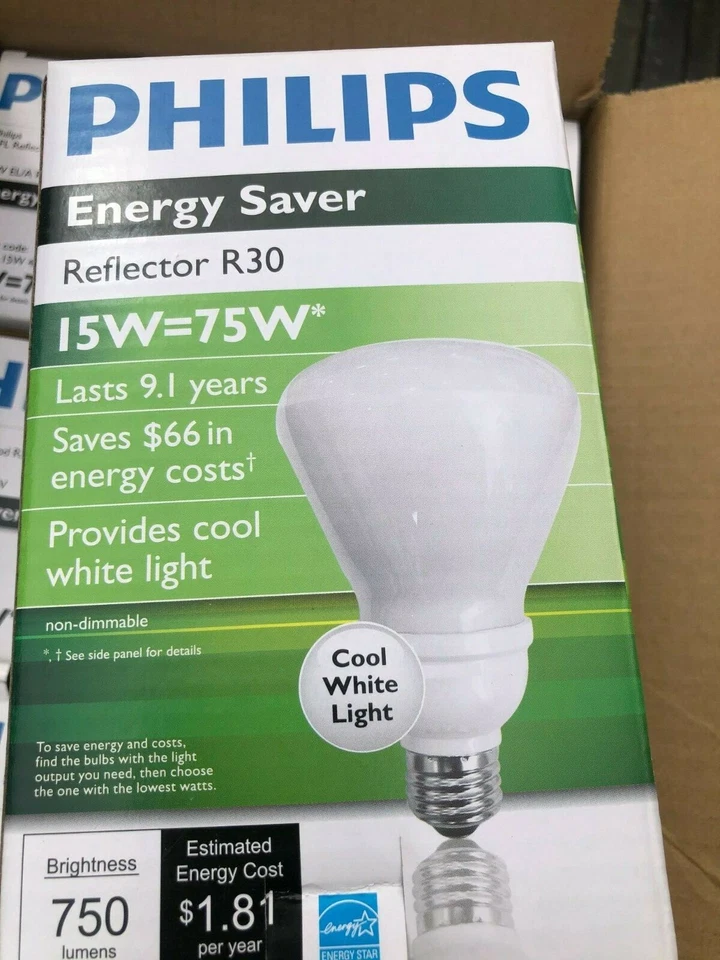 One (1x) PHILIPS Reflector R30 Energy Saver 15W=75W Cool White Light Bulb 418624 - Image 2 of 4