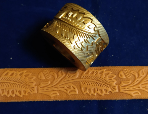 Leather Embossing Machine Roller Oak Leaf and Acorn Pattern #4508 Solid Brass - Picture 3 of 3
