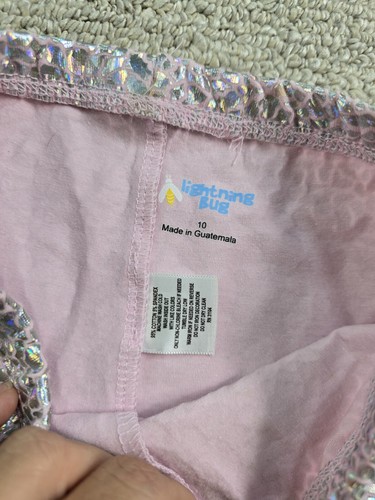 Lightning Bug Girls 10 Pants Leggings Pink Shiny Iridescent Silver Crackle - Picture 11 of 13