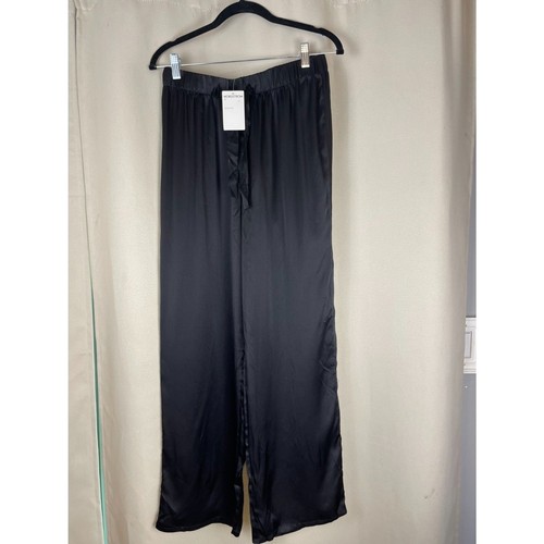 Nordstrom Black Satin Wide-Leg Pants - Size S Minimalist Chic, Dressy Casual