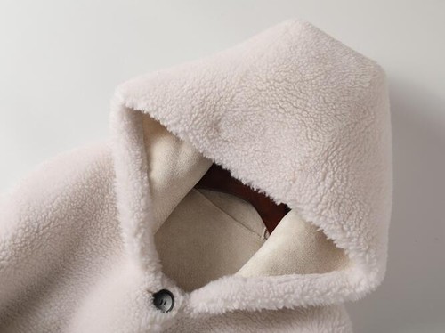 Mujeres Moda Invierno Capucha Manga Larga Suelto Cálido Imitación Lana Cordero Piel Abrigos Parka - Imagen 2 de 14