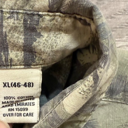 Covington Camo Hawaiian Shirt Mens Size XL Muted Green Palm Tree Summer Ocean - Picture 5 of 11