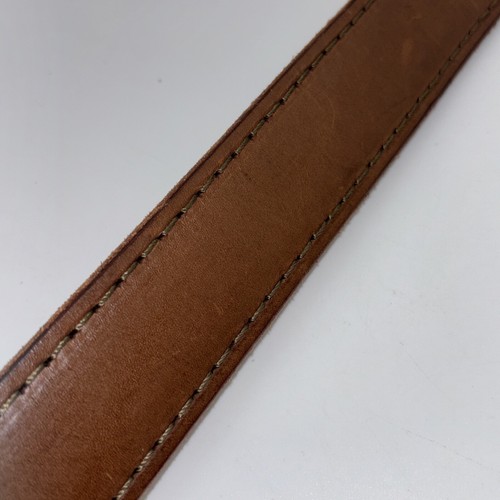 Handmade Thick Leather Belt Medium Brown Silver Buckle Sz 46 - Picture 9 of 12