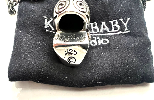 King Baby Silver Dia de Muertos (day of the dead) Skull pendant & curb chain - Picture 6 of 7