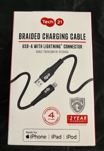 Tech 21 4FT Premium Braided USB-A to ⚡️Apple (3M) Cable Fast Charge & SYNC - 第 1/2 張圖片