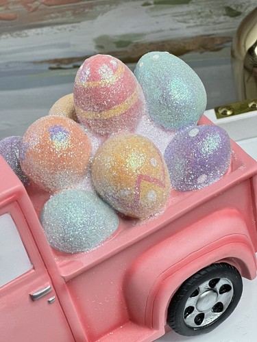 Pastel Pink Easter Truck with Eggs Spring Holiday Decor - Picture 10 of 12