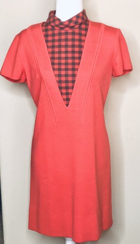 Vintage 1960's Orange Mod Wool Knit Mini Dress size 10 MCM Italy - Picture 1 of 12
