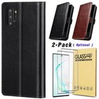 Pour Samsung Galaxy Note 10/10+ Etui Portefeuille Cuir Housse / Verre Trempé