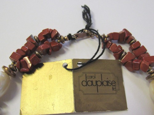 NEW WITH TAGS VINTAGE 1980s 90s CAROL DAUPLAISE JASPER STONE NECKLAE FAUX PEARL - Picture 11 of 11