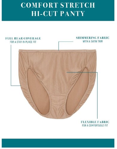 NWT RADIANT Vanity Fair Womens Comfort Stretch Hi-Cut Panties 3-Pack XXL/9 2XL - Picture 7 of 8